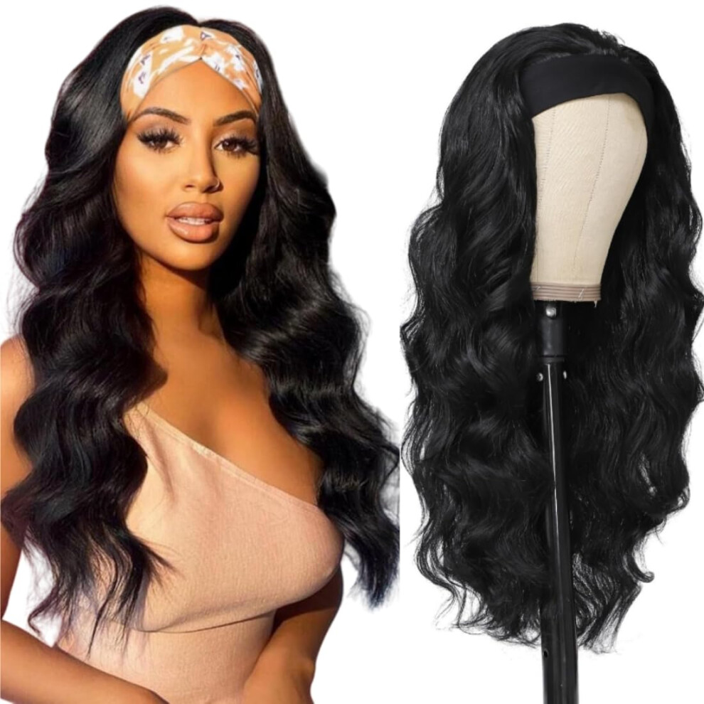 Headband Wig Human Hair 16 Inch Body Wave Glueless Virgin Brazilian for Black Women