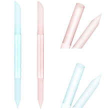 Glass Cuticle Pusher Set Double Ended Crystal Nail File for Manicure Pedicure Pink Blue