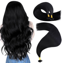 K Tip Human Hair Extensions Black 18 Inch, Natural Longlasting Keratin Bond, 50g for Volume and Length