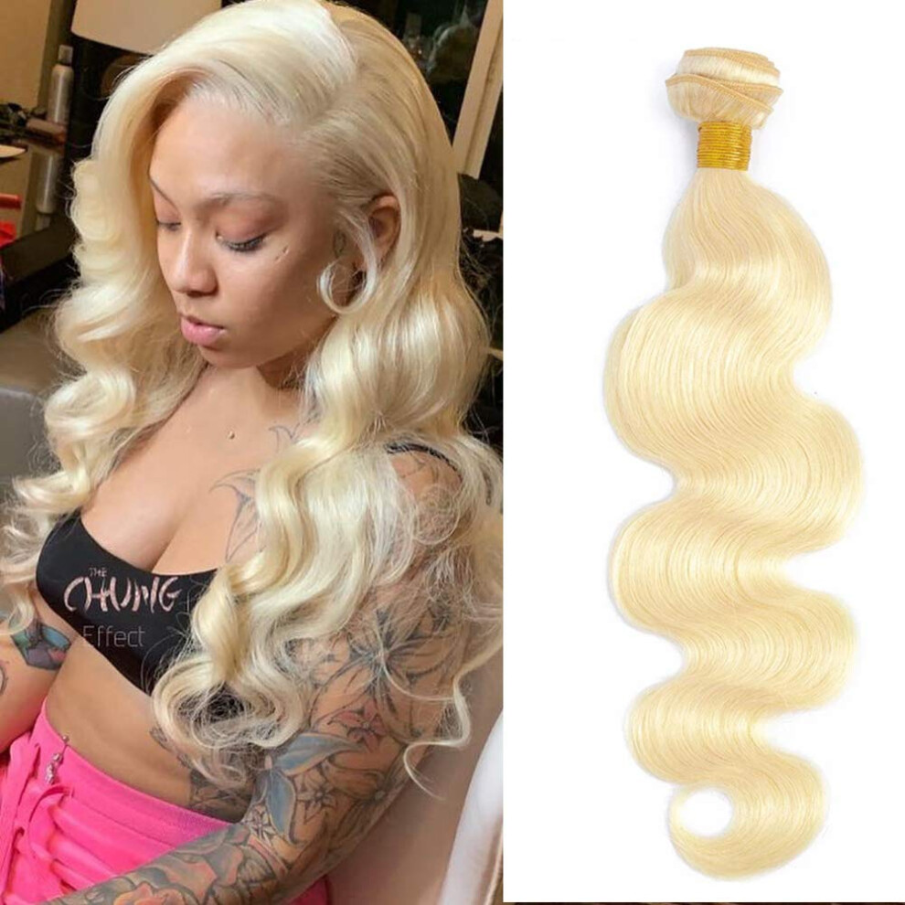 Unisex 613 Blonde Brazilian Body Wave Human Hair Bundles 20In 9A Virgin Remy Extensions Soft Tangle