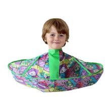 Kids Hair Cutting Cape with Umbrella Design, Waterproof Foldable Hair Trimming Cloak Green 60cm