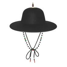 (E)Black Sun Hat Traditional Flying Fish Costume Hat Wide Brim UV Protection Fishing Idol Cosplay Cap Headwear