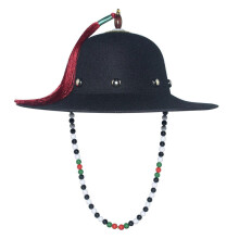 (G)Black Sun Hat Traditional Flying Fish Costume Hat Wide Brim UV Protection Fishing Idol Cosplay Cap Headwear