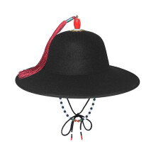 (C)Black Sun Hat Traditional Flying Fish Costume Hat Wide Brim UV Protection Fishing Idol Cosplay Cap Headwear