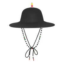 (F)Black Sun Hat Traditional Flying Fish Costume Hat Wide Brim UV Protection Fishing Idol Cosplay Cap Headwear