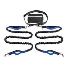 (Royal Blue) Dog Leash with Waist Bag Reflective Retractable Leash for Two Dogs Hands-Free Running Leash with Padded Handles Night Safety Walking Gear