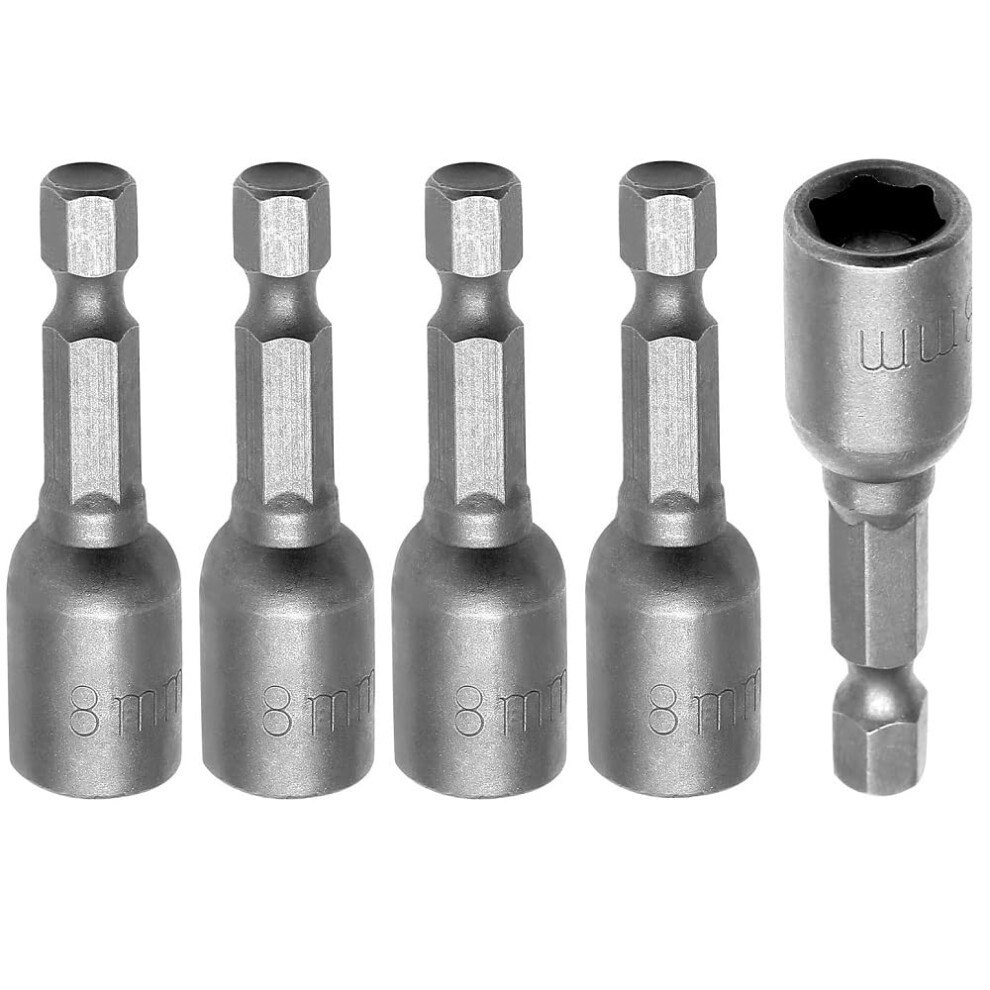 Magnetic Nut Driver Bit Set 8Mm Crv Steel Quickchange Hex Shank Impact Drill 48Mm Metric 5Pcs 9044945237931