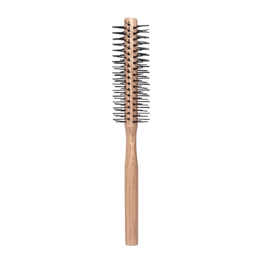 Round Hair Brush for Blow Drying and Styling with HeatResistant Nylon Bristles and Wooden Handle