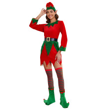 (XL, Red) Dámsky elfský kostým okrúhlym výstrihom