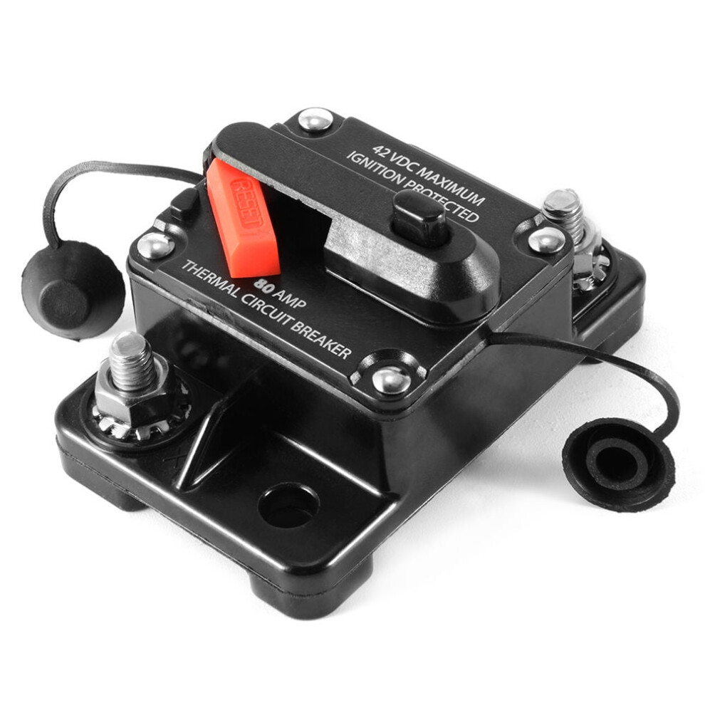 Circuit Breaker, Car Stereo Audio Inline Manual Reset Circuit Breaker Accessories Dc12v-42V 50A-300A For Inline Fuse Holder(80A) 9173940130623