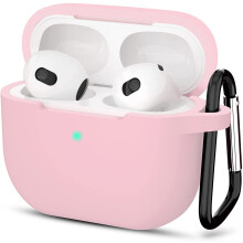 Kompatibel med AirPods3Case, Beskyttende silikonecover til kompatibel med AirPods3. generations etui 2021, Trådløs opladning - Pink