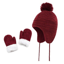 Conjunto de gorro e luvas para bebês e crianças pequenas, ideal para o inverno, com protetores de orelha, gorro de tricô e luvas de lã, tamanhos