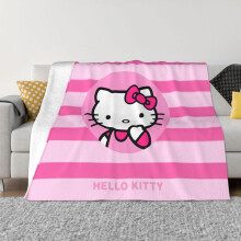 Couverture Hello Kitty en flanelle polaire, jeté de lit ultra doux, confortable et chaud pour canapé, salon et chambre - 203 x 152 cm
