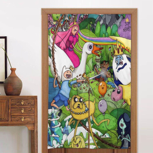 Κουρτίνα πόρτας Adventure Time για είσοδο, κουρτίνα παραθύρου συσκότισης με μοτίβο και