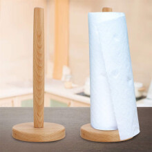 Porte-rouleau de papier essuie-tout Casewin, compatible avec les plans de travail de cuisine et de salle de bain, support en bois Ă fond rond pour