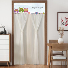 Cortina de porta elegante de renda dupla com forro, sem necessidade de furar, bloqueia a luz solar, compatível com RnemiTe-amo, decoração para casa