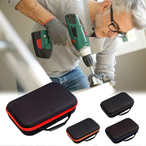(Square, Red) Tool Storage Bag Large Capacity Zipper Closure Shockproof Impact Resistant Electric Scissors Drill Bits Organizer Carrying Case 1