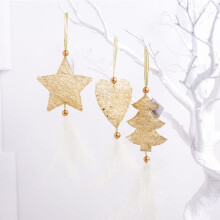 Decorazioni per albero di Natale Fankiway, ornamenti natalizi, ciondolo a forma di stella a cinque punte con piuma