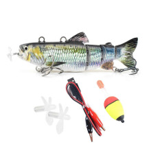 (A)13CM/35G Electric Multi-Jointed Fishing Lure with Hooks USB Rechargeable LED Luminous Swimbait Robotic Artificial Bait Fishing Accessories
