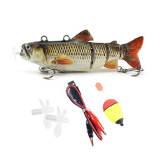 (H)13CM/35G Electric Multi-Jointed Fishing Lure with Hooks USB Rechargeable LED Luminous Swimbait Robotic Artificial Bait Fishing Accessories