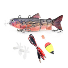 (D)13CM/35G Electric Multi-Jointed Fishing Lure with Hooks USB Rechargeable LED Luminous Swimbait Robotic Artificial Bait Fishing Accessories