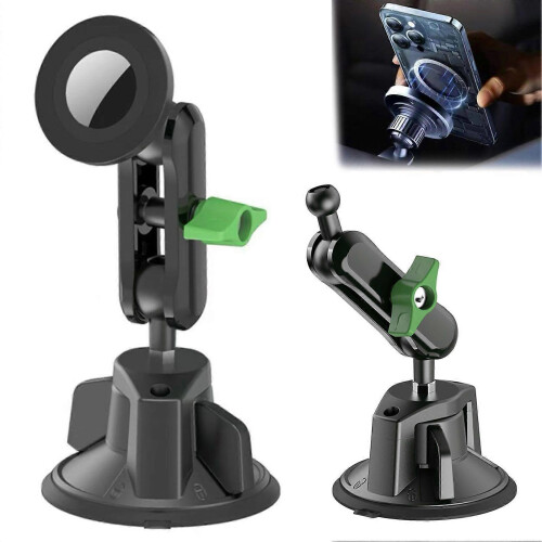 (Black)Magnetic Phone Holder for Car Vacuum Suction Cup Stand Multi-angle Adjustable Phone Mount for Windshield Dashboard 1