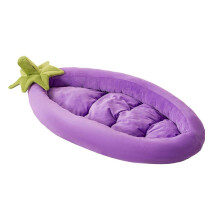 (S, Purple) Eggplant Cats Bed Vegetable Shape Pet Sofa with Removable Cushion Joint Support Cute Pet Bed for Cats Small Dogs Kittens