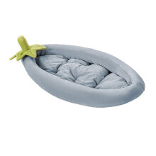 (M, Grey) Eggplant Cats Bed Vegetable Shape Pet Sofa with Removable Cushion Joint Support Cute Pet Bed for Cats Small Dogs Kittens