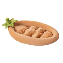 (M, Khaki) Eggplant Cats Bed Vegetable Shape Pet Sofa with Removable Cushion Joint Support Cute Pet Bed for Cats Small Dogs Kittens