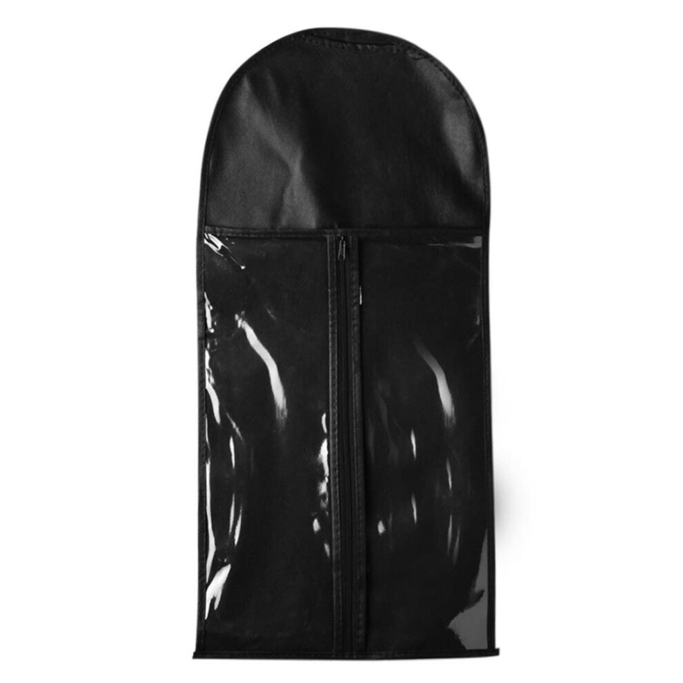 Black Wig Storage Bag with Hanger Dust Proof Foldable Travel Holder for Hair Extensions