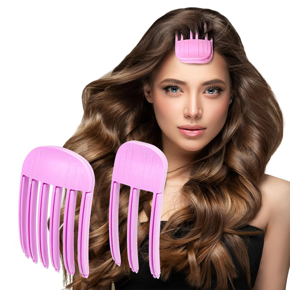 Unisex Pink Hair Volume Comb With Notrace Root Lifting Clips For Fluffy Bangs And Instant Volume Styling 3+6 Tooth