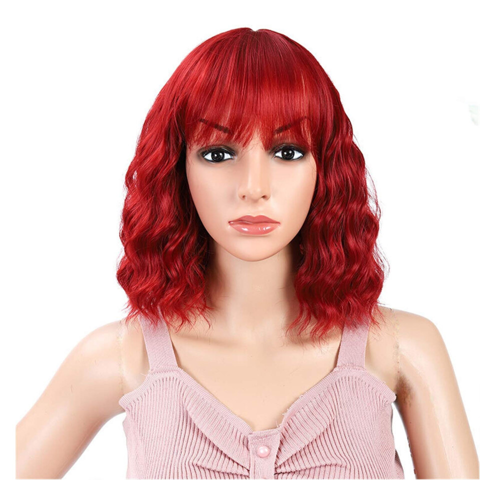 Unisex Blue Synthetic Short Curly Wig For Halloween Cosplay Party With Breathable Cap And Adjustable Fit