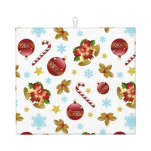 Tapis égouttoir à vaisselle Joyeux Noël pour plan de travail, en microfibre, à absorption rapide.