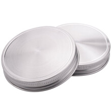 Lot de 8 couvercles en acier inoxydable pour bocaux de 86 mm, étanches et munis de joints en silicone. Couvercles solides à large ouverture.