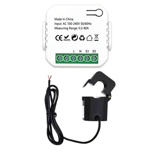 Μετρητής Ενέργειας Tuya Smart Life ZigBee 80A με Σφιγκτήρα Μετασχηματιστή Ρεύματος,