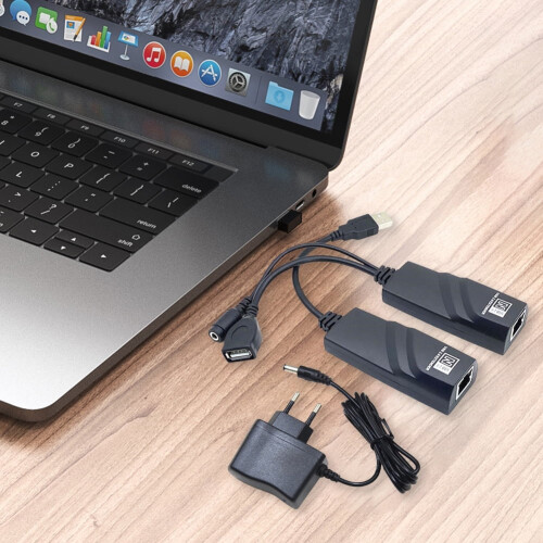 husxh Επέκταση USB2.0 σε RJ45 Συνδέσεις έως 100 μέτρα Καλώδιο δικτύου USB2.0 Επέκταση σε RJ45 2