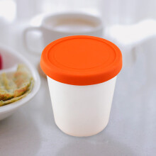 Gobelet à glace rond en plastique avec large ouverture et couvercle en silicone étanche, récipient à dessert pour glace et friandises.