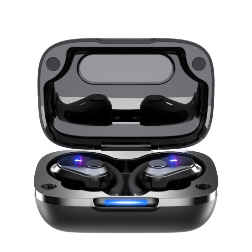 Avtoify Trådlösa Bluetooth-hörlurar, Kontroll, Mikrofon, Sporthörlurar, 9D Svarta 1