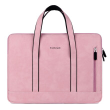 Laptop Bag Case Shoulder Briefcase Zipper PU Leather Briefcase Notebook Bag-Pink-14/14.6 inches