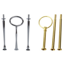 Kit de 8 pièces pour présentoir à gâteaux à 3 étages en métal (poignées centrales, tiges et fixations) - 3 pièces argentées et 5 pièces