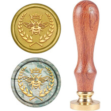 1 zestaw pieczęci z wosku pszczelego w kształcie korony, vintage, pieczęcie do laku, 25 mm, okrągły, wyjmowany stempel z mosiężną główką