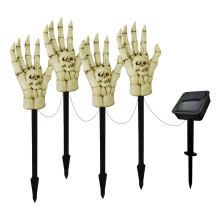 Lampe solaire à brancher au sol, décoration d'Halloween avec mains de squelette lumineuses, compatible avec les jardins et cimetières extérieurs.