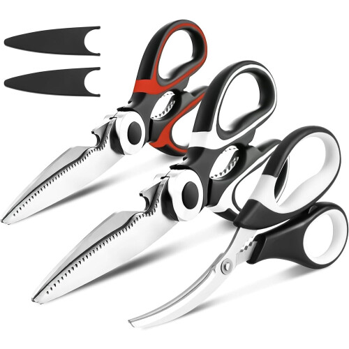 3 Pack Heavy Duty Kitchen Shears Stainless Steel Kitchen Scissors Ultra compatible with Sharp