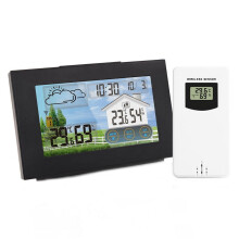 ckepdyeh Sveglia con sensore a colori touchscreen, stazione meteo wireless, previsioni meteo, termometro e igrometro per interni ed esterni