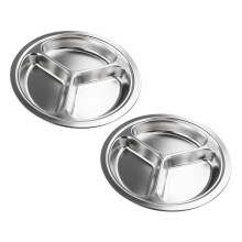 Assiettes rondes en acier inoxydable (lot de 2), assiettes plates, assiettes de camping en métal.