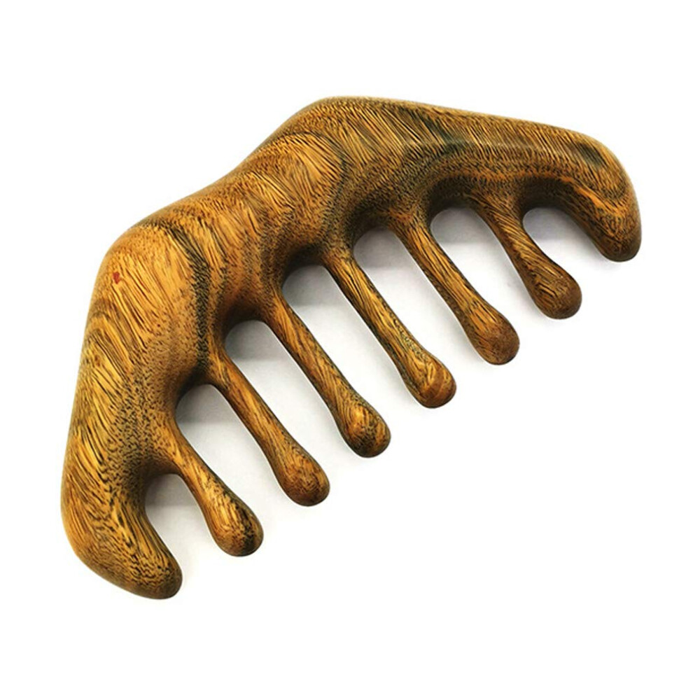 Wooden Hair Comb Wide Tooth Green Sandalwood for Gentle Detangling and Relaxing Scalp Massage