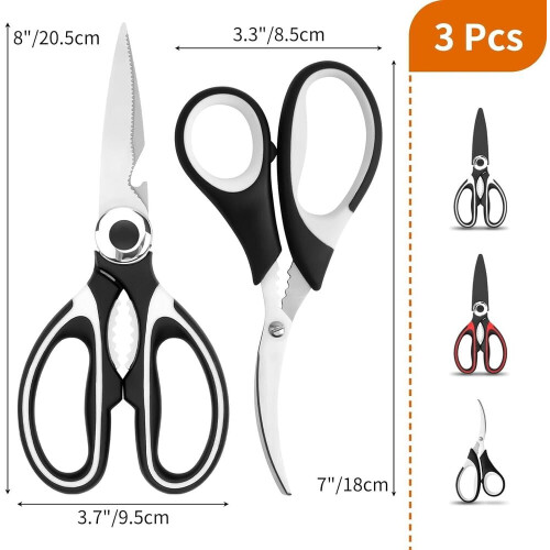 3 Pack Heavy Duty Kitchen Shears Stainless Steel Kitchen Scissors Ultra compatible with Sharp 1