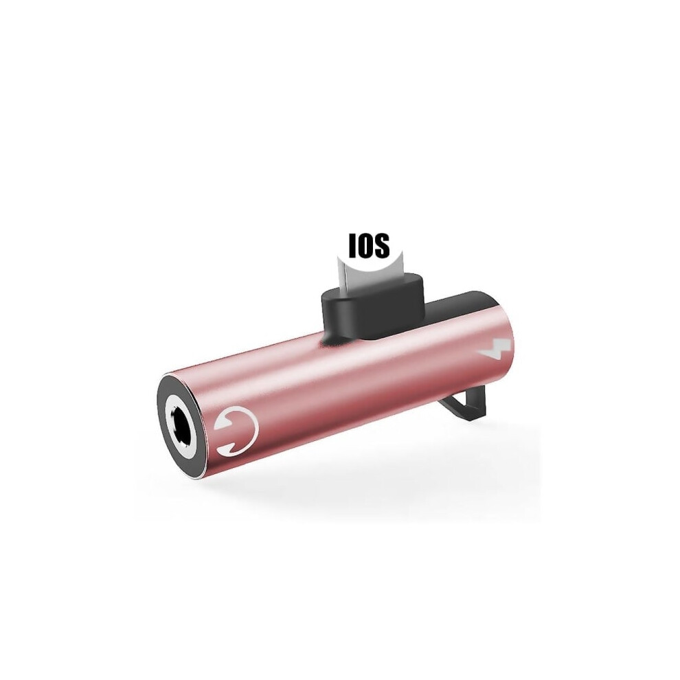 Audio Headphone Charging Splitter Adapter For Compatible With Iphone, Compatible With Huawei, 3.5Mm Aux Cable, Lightning, For Ios Pink 9499224618121
