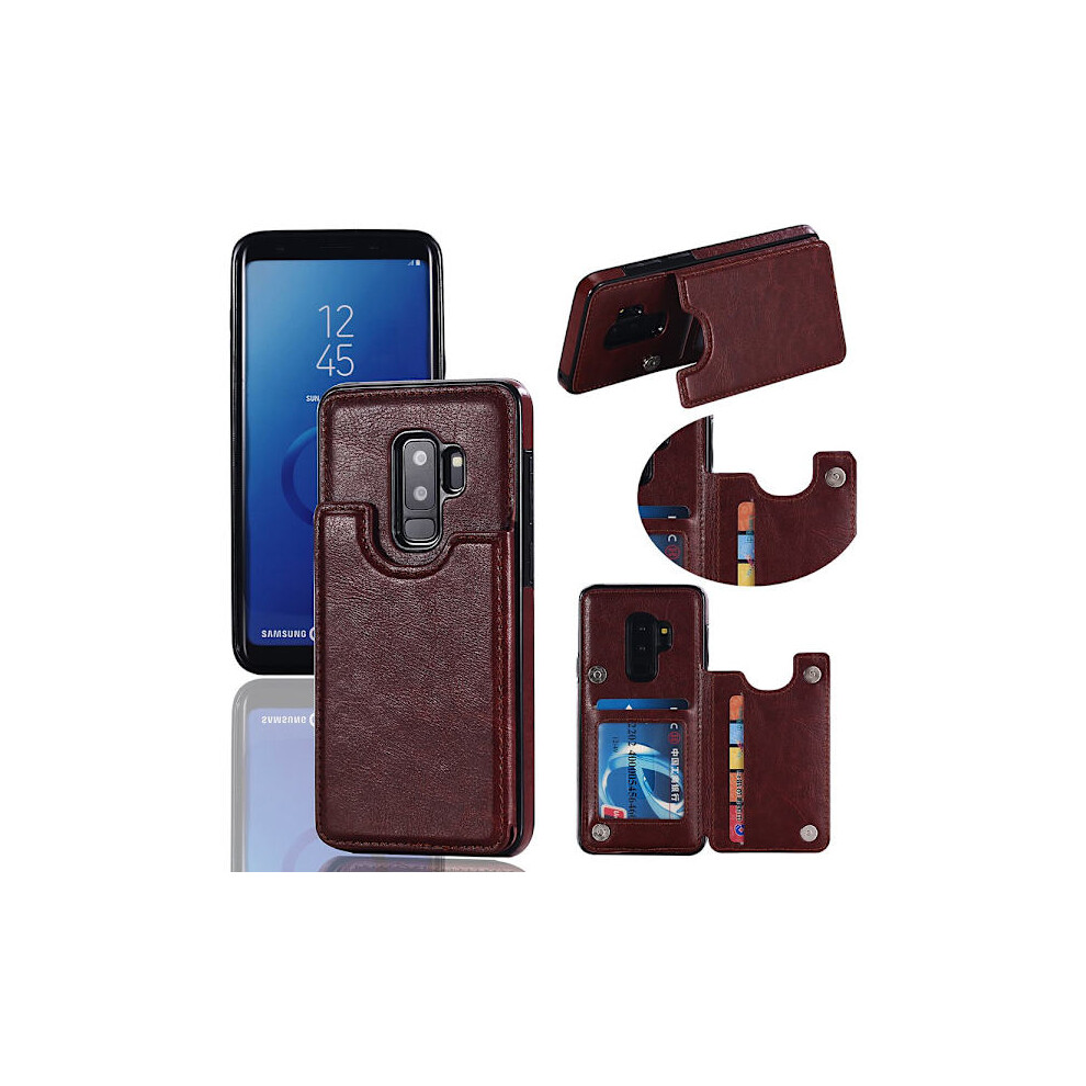 Compatible With Samsung Galaxy S9+ - Stylish Wallet Case (M-Safe) Brown 9499224617889