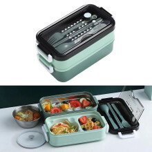 Plastic Lunch Box, Compatible with Microwave Oven, Double Layer Heating Compartment, Winter Gift & Christmas Clearance